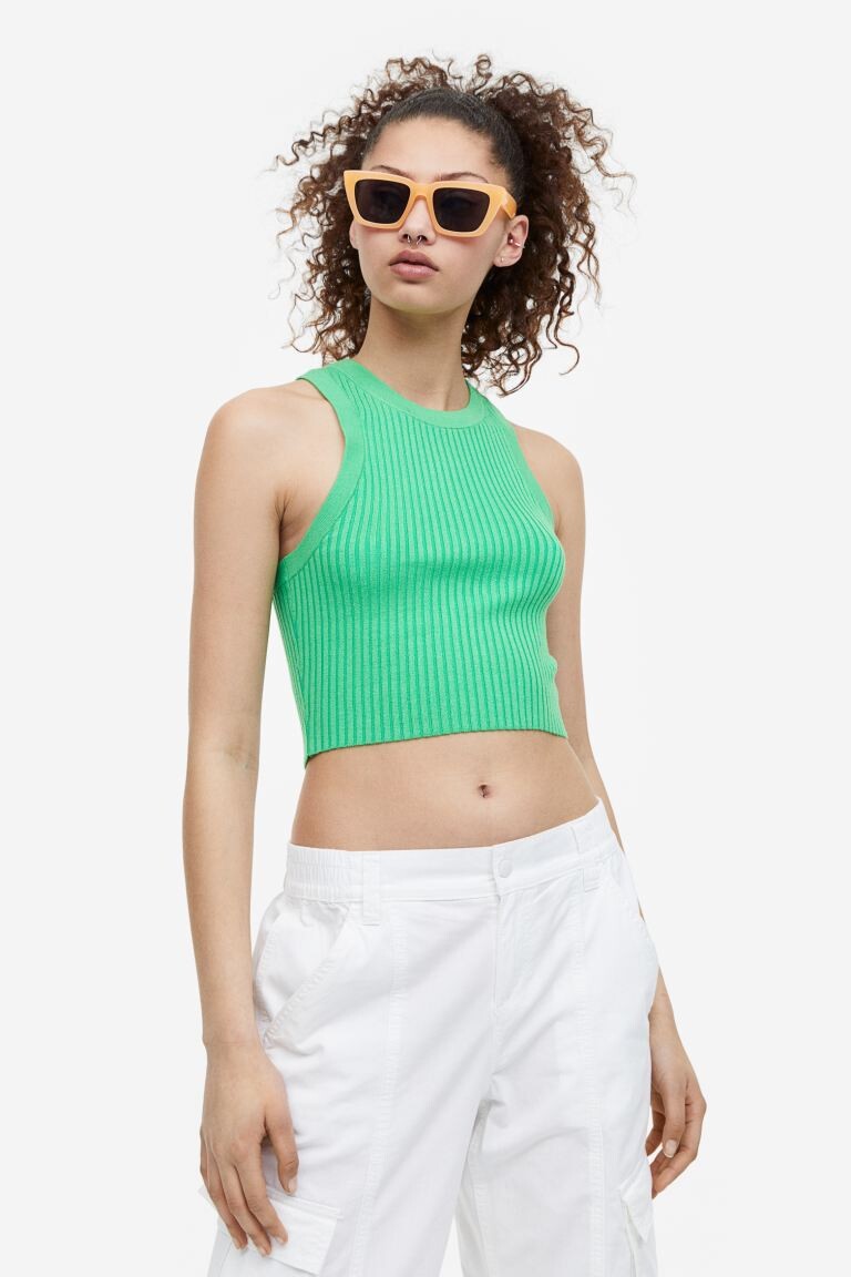 

Трикотажный жилет в рубчик H&M, зеленый