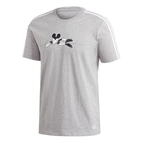 Футболка Adidas x Disney Crossover Cartoon Printing Stripe Round Neck Short Sleeve Unisex Gray T-Shirt, Серый