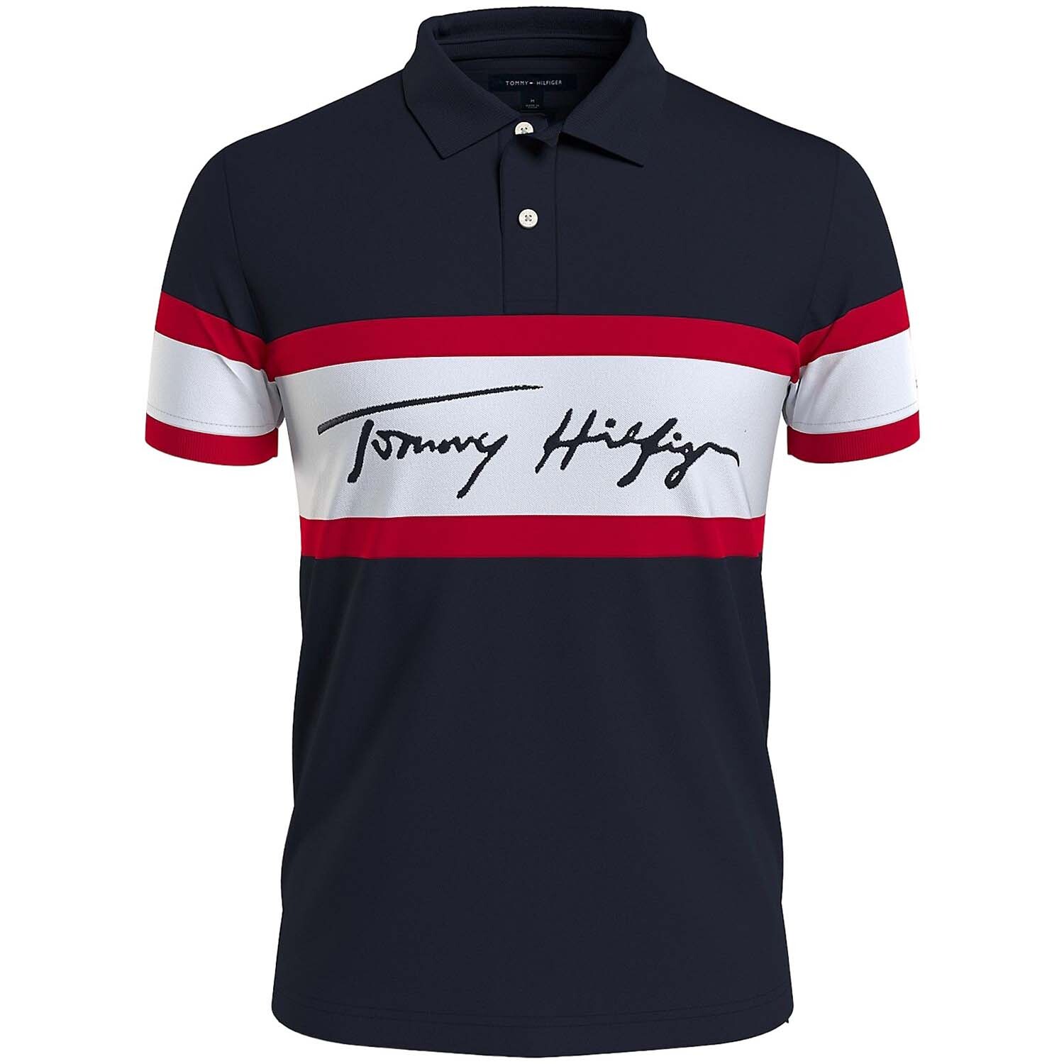 

Поло Tommy Hilfiger Colorblock Signature, темно-синий/мультиколор