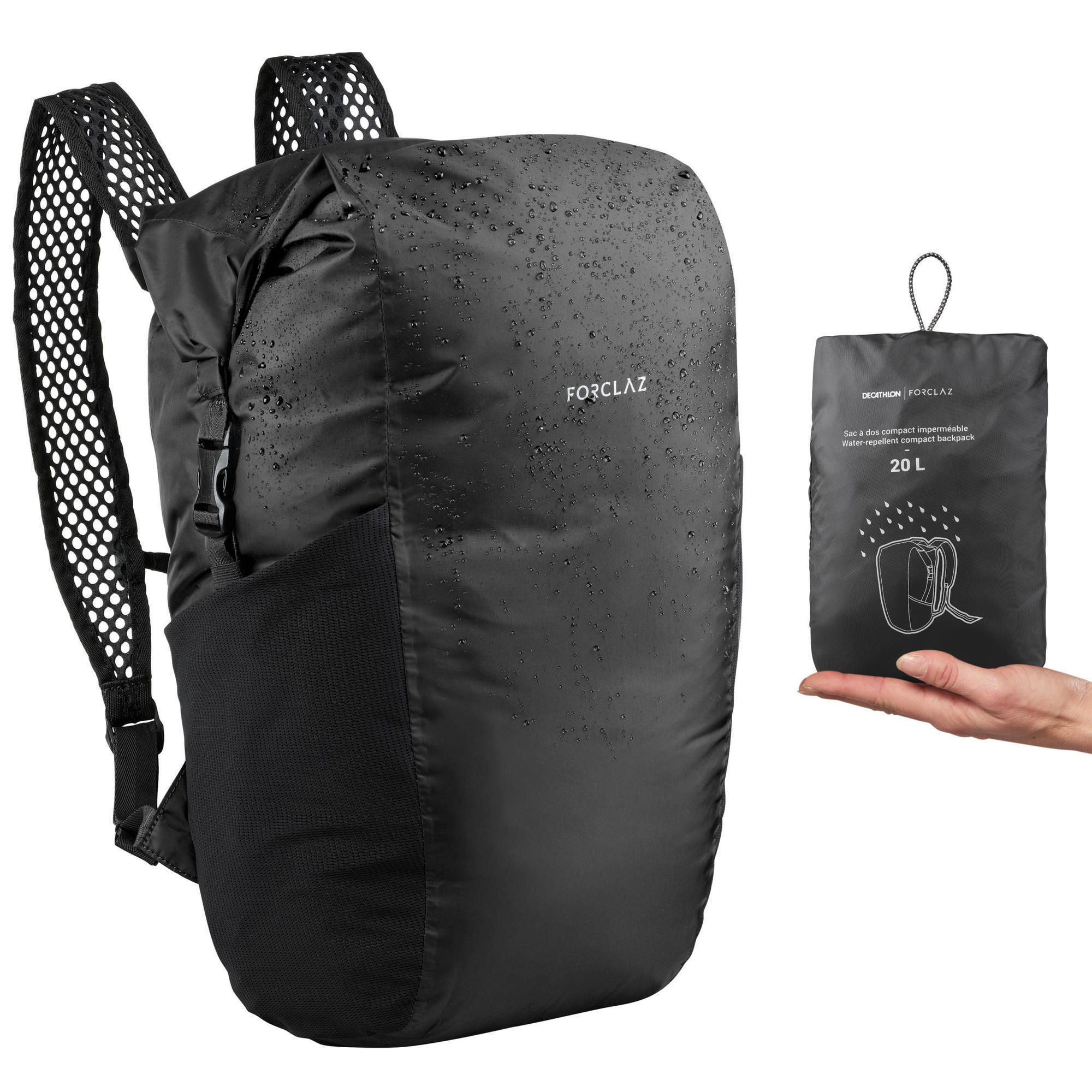 Рюкзак туристический складной Forclaz Travel Compact 20 л, черный цена и фото