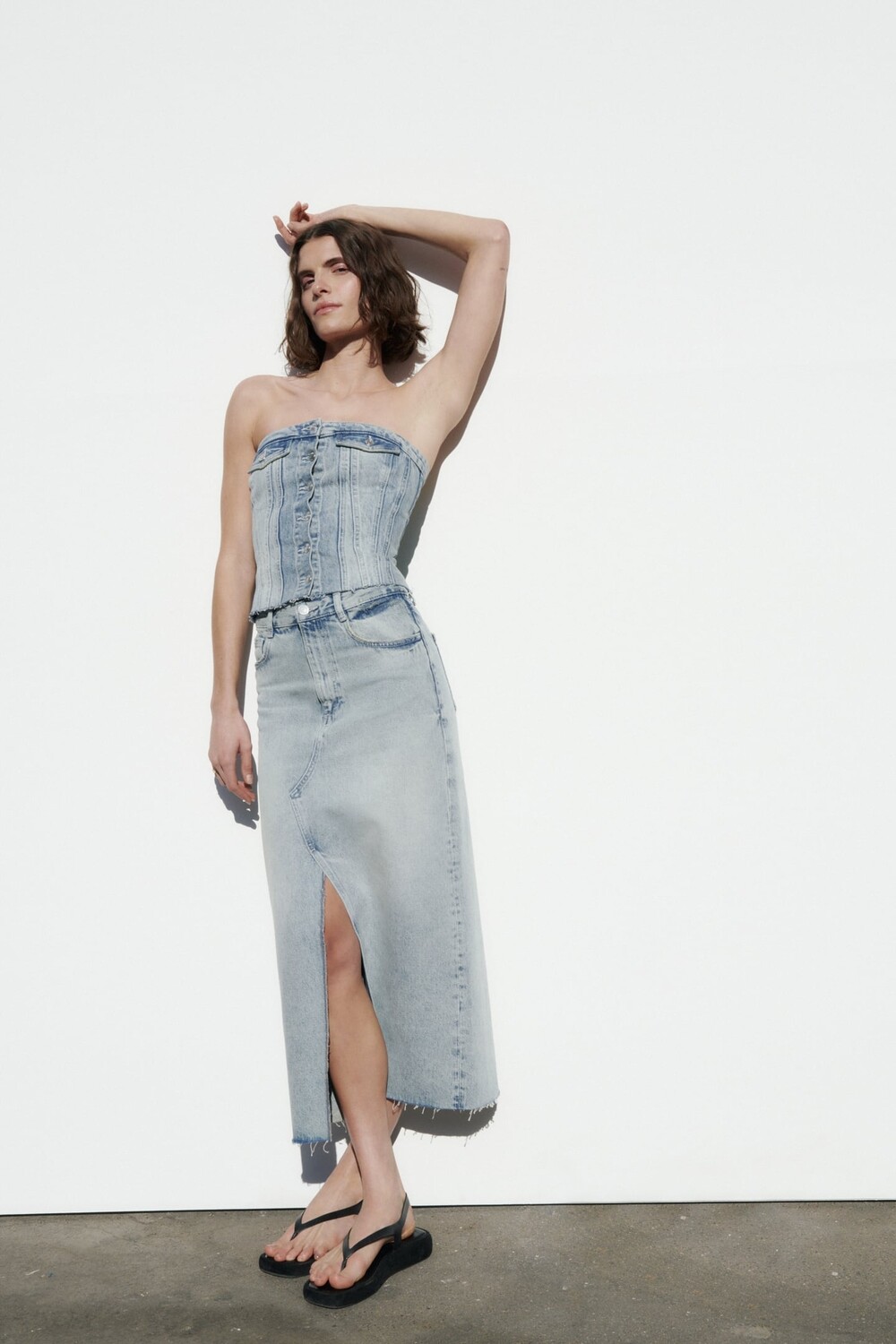 Юбка из денима ZARA, синий