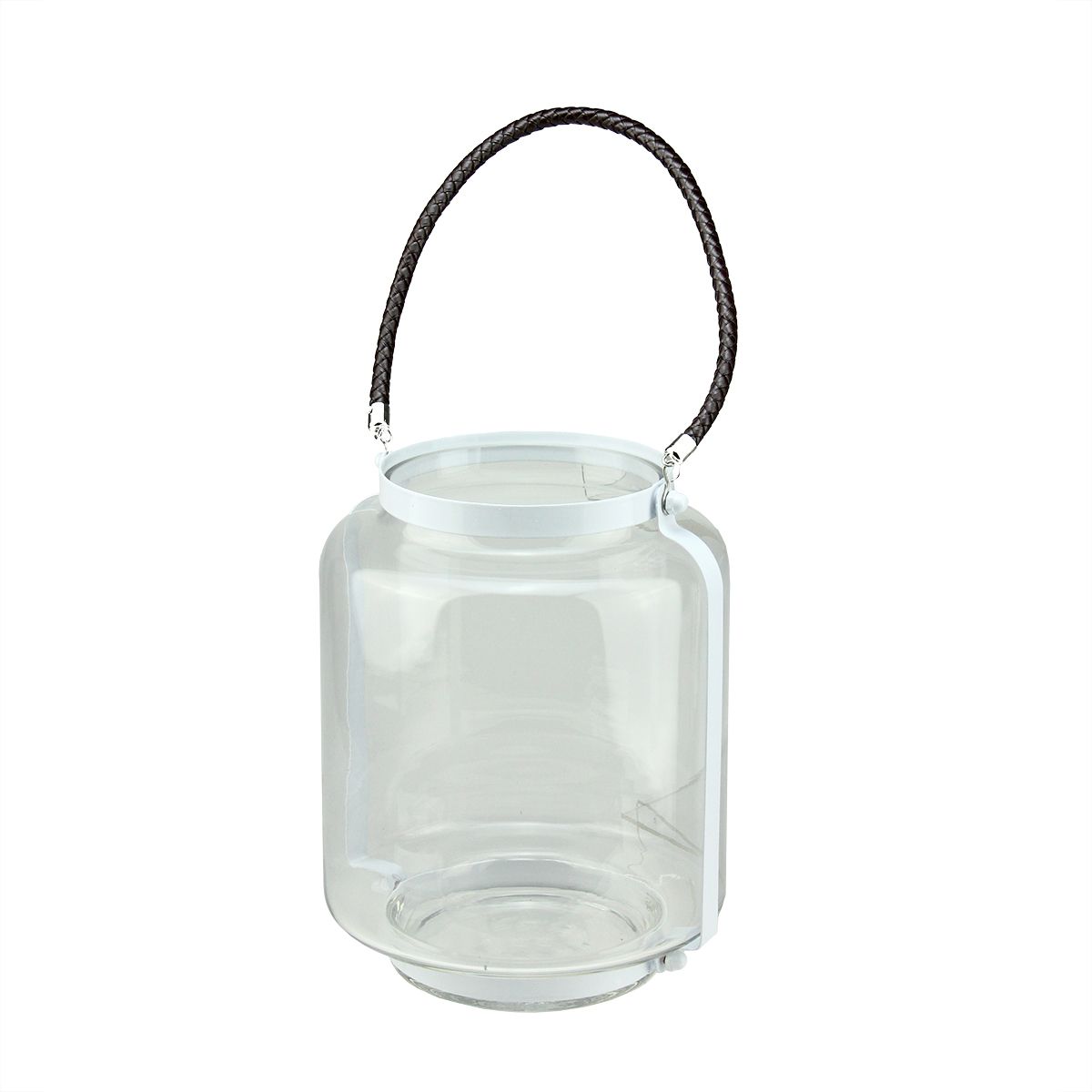 цена 18-дюймовый фонарь-свеча на столбе из прозрачного стекла с белой металлической рамкой