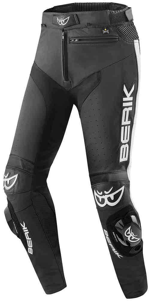 Кожаные брюки для мотоциклетных треков Berik, черно-белый