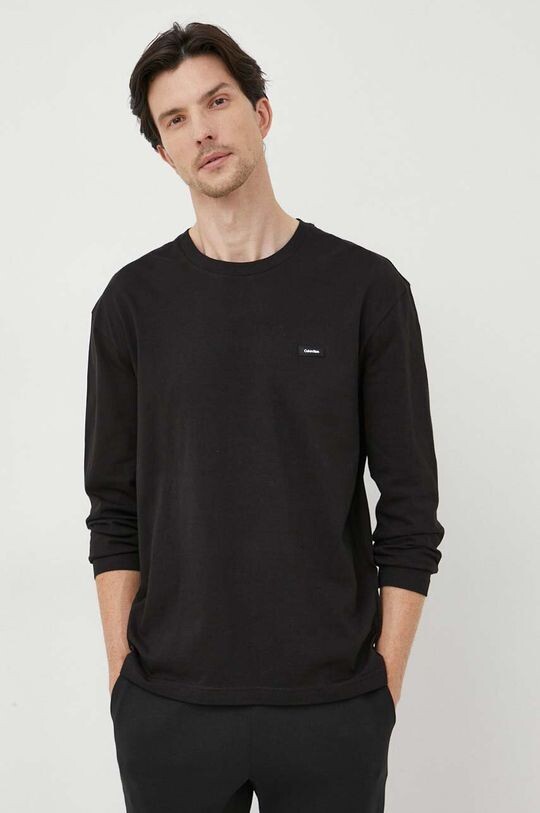 

Хлопковый топ с длинными рукавами Calvin Klein, черный