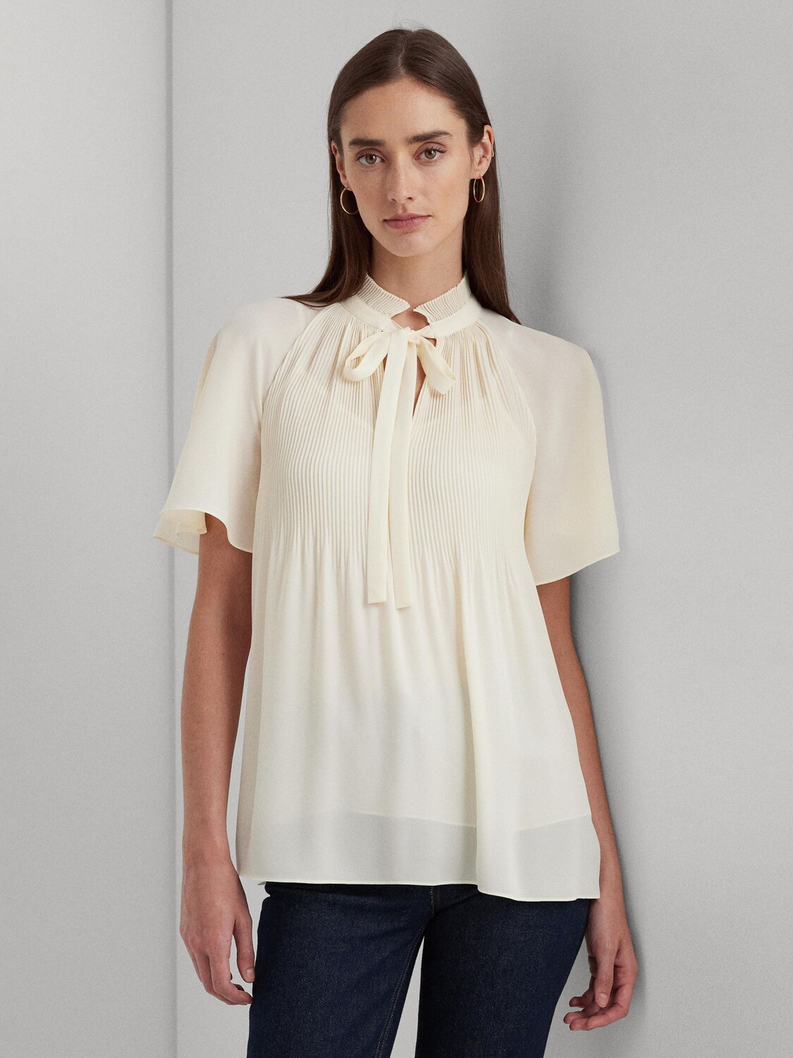 

Плиссированный топ Lauren Adar Ralph Lauren, крем маскарпоне