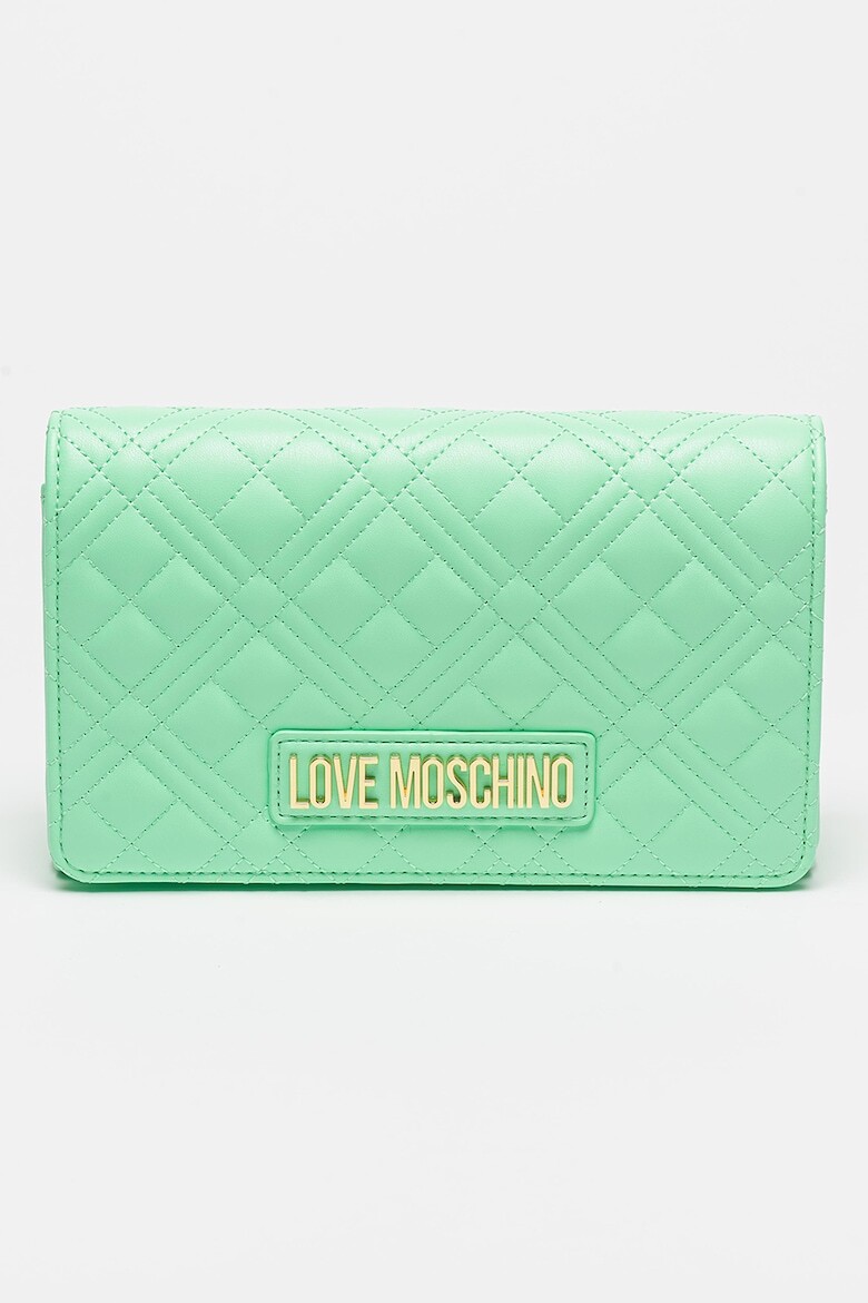 

Стеганый клатч с ремешком-цепочкой Love Moschino, зеленый