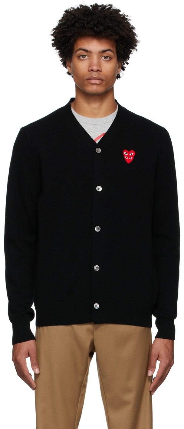 

Черный шерстяной многослойный кардиган с двойным сердцем Comme des Garçons Play