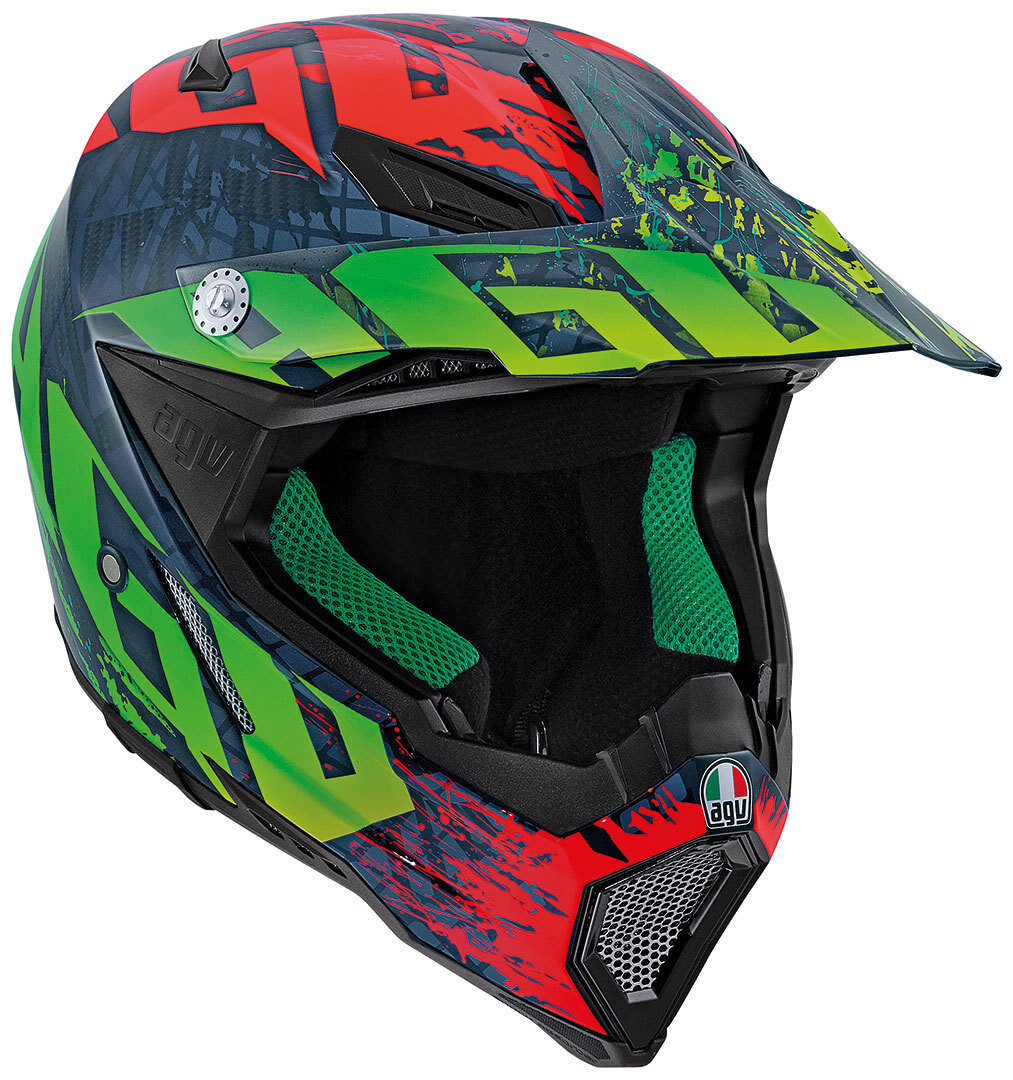 

Шлем AGV AX-8 Carbon Nohander мотокроссовый, красный/зеленый