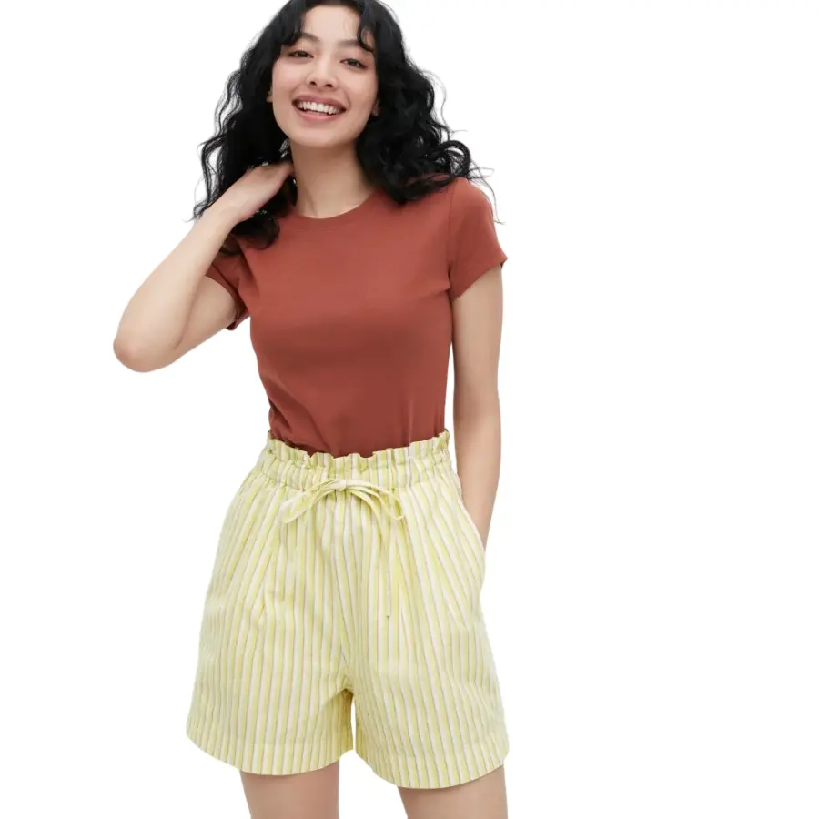 

Шорты Uniqlo Cotton Linen Striped, желтый