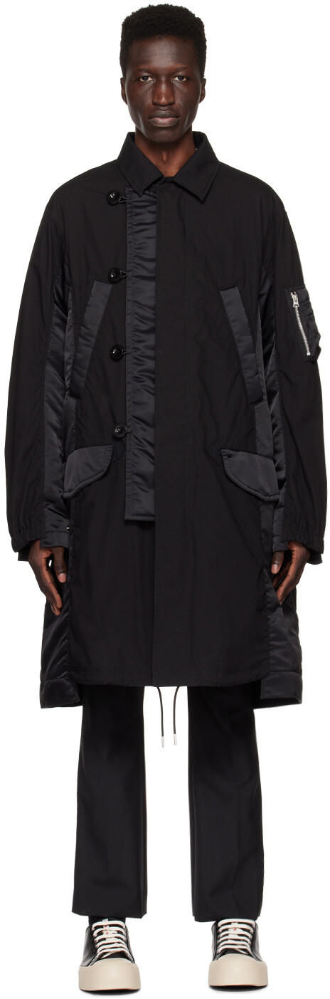 

Черное военное пальто sacai