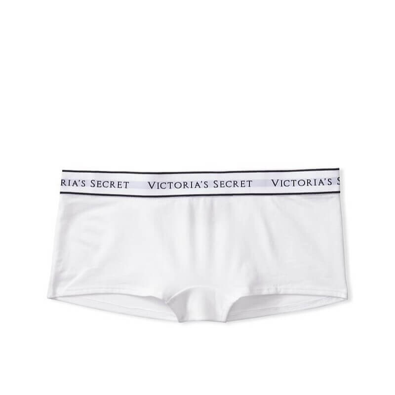 

Трусики-шортики Victoria's Secret Logo Cotton Boyshort, белый