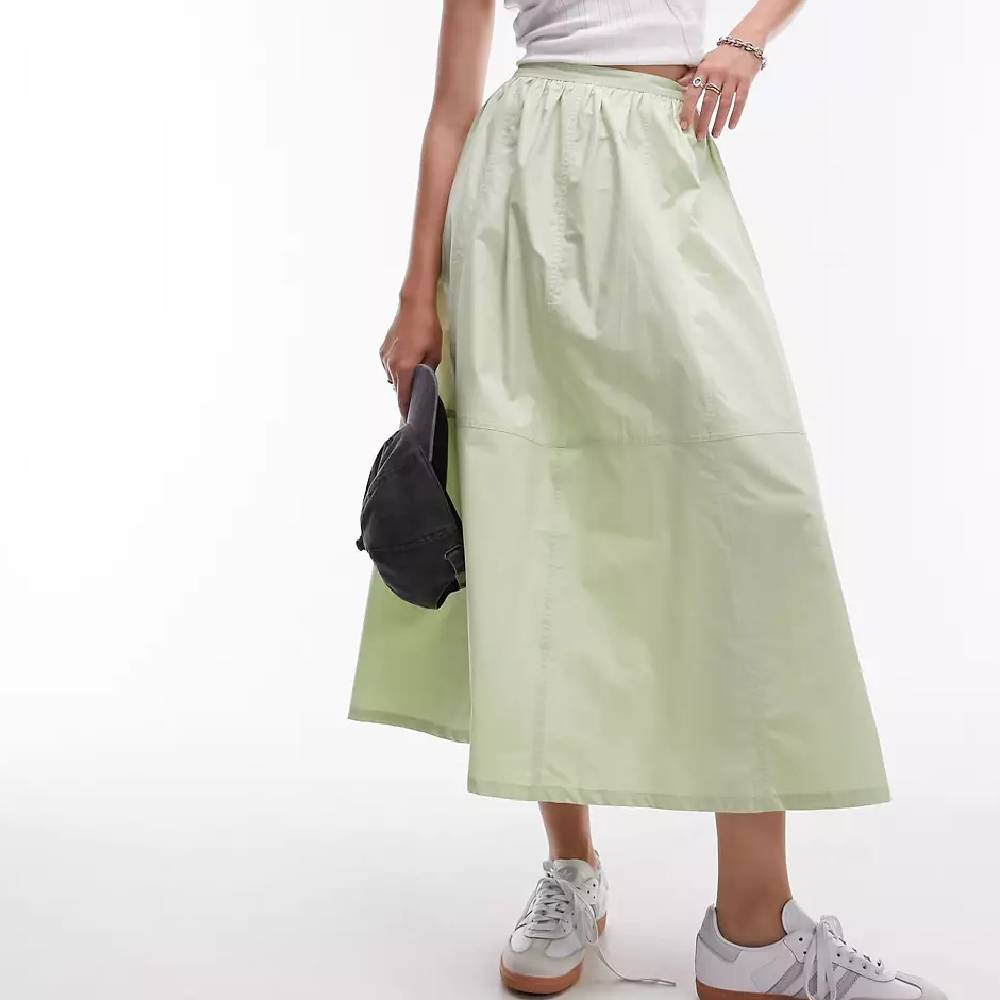 Юбка Topshop Poplin Midi, зеленый юбка edc светлая 42 размер