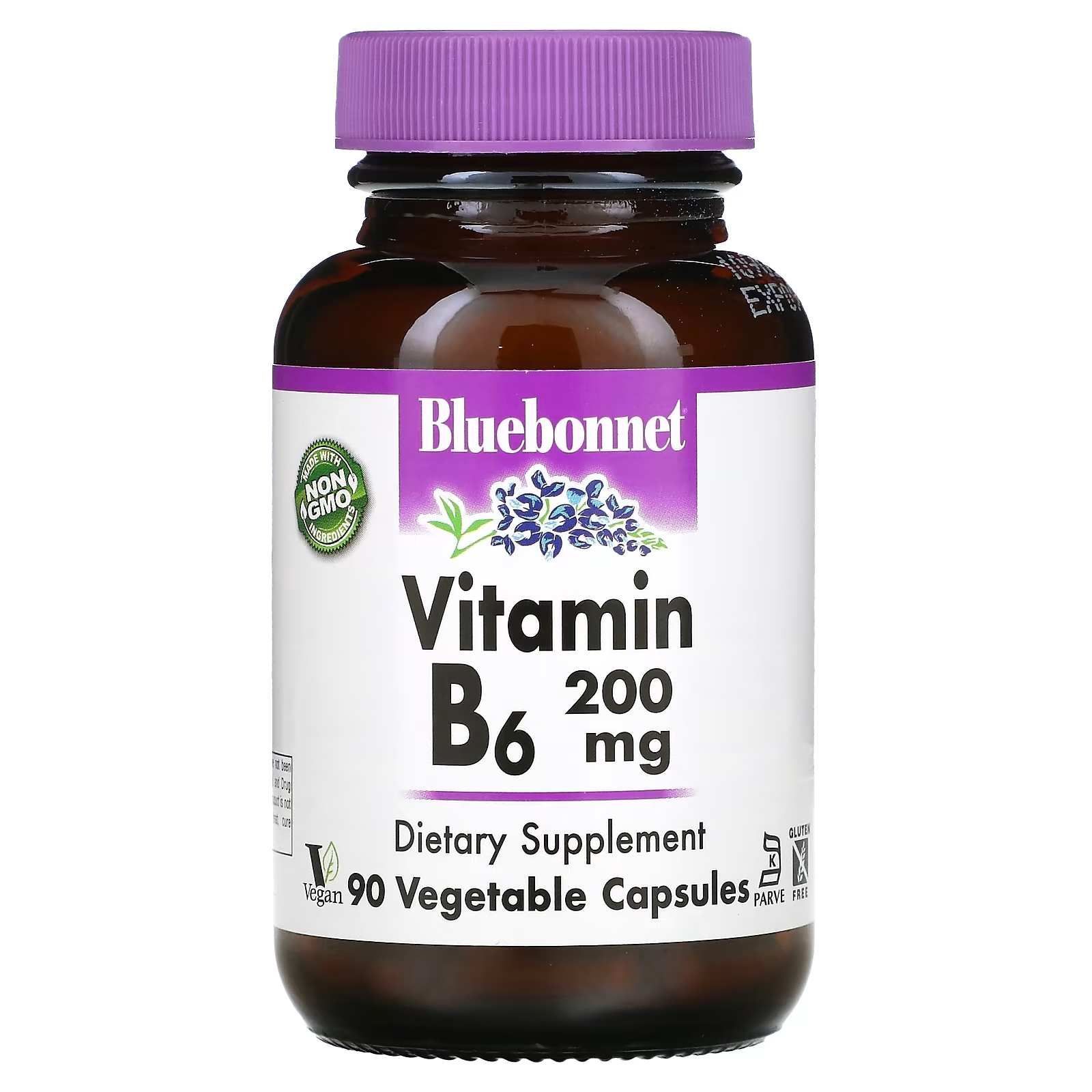Bluebonnet Nutrition витамин В6 200 мг, 90 растительных капсул bluebonnet nutrition p 5 p 50 мг 90 растительных капсул