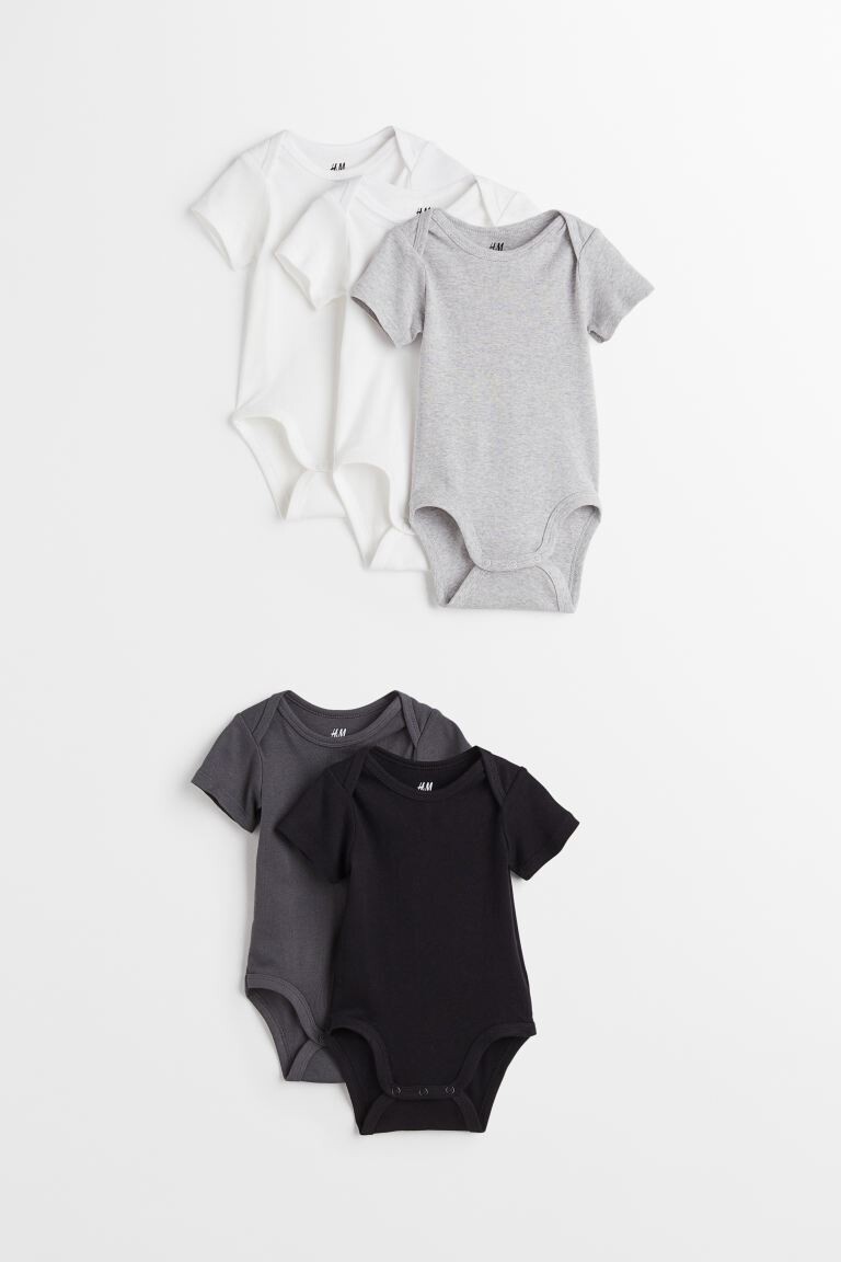 

5 комплектов боди H&M, темно-серый/белый