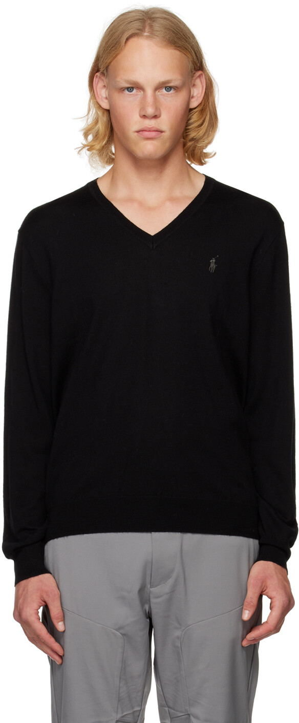 

Черный свитер с v-образным вырезом Polo Ralph Lauren