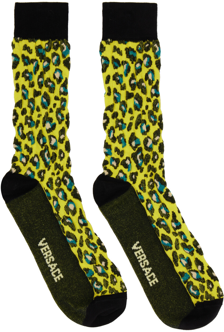 

Желтые носки с леопардовым принтом Versace