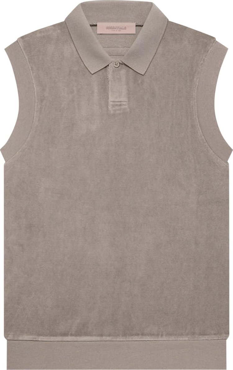 Поло Fear of God Essentials Velour Sleeveless Polo 'Desert Taupe', серый - фото