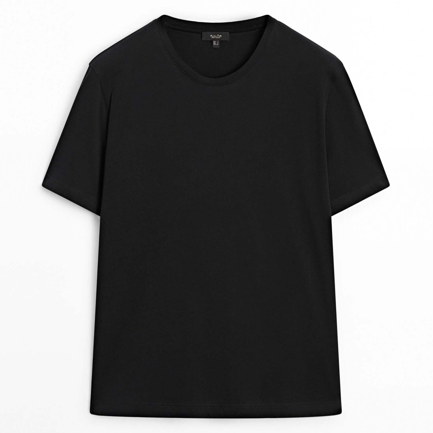 Футболка Massimo Dutti Short Sleeve Cotton, черный цена и фото