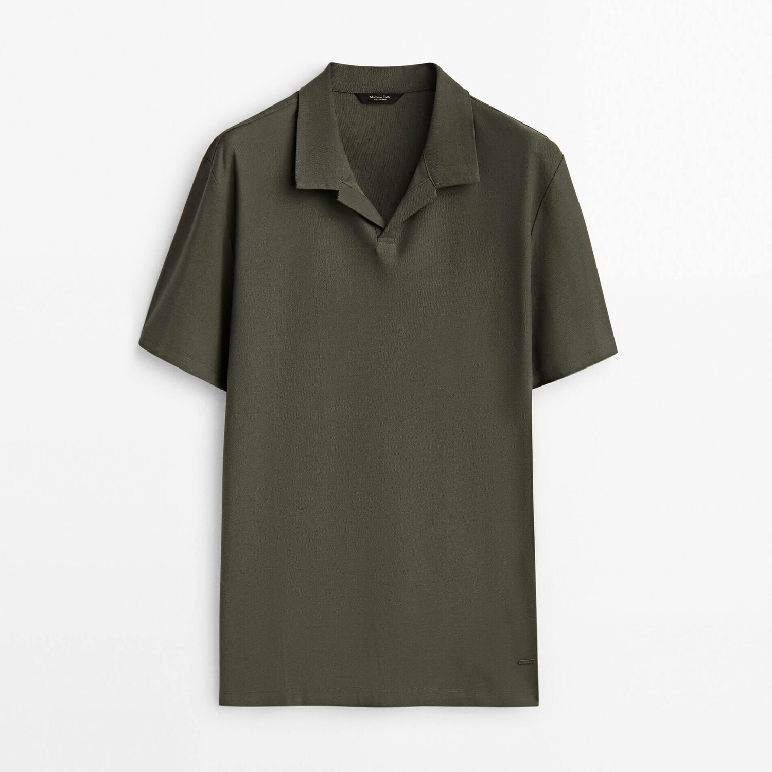 

Рубашка-поло Massimo Dutti Short Sleeve Micro Twill Cotton, цвет морской волны