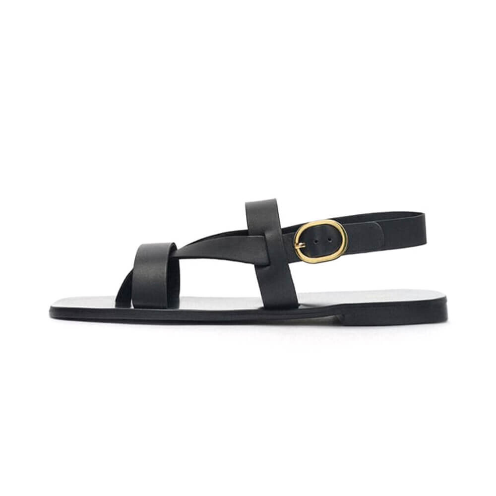 

Босоножки Zara Flat Leather Slider, чёрный