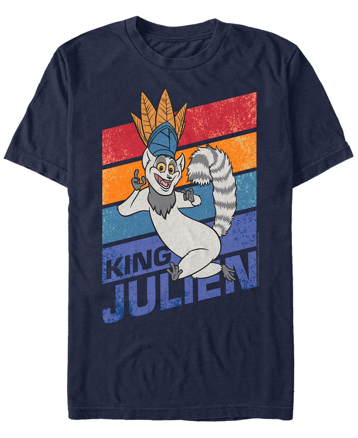 Мужская футболка с коротким рукавом madagascar king julien Fifth Sun, синий