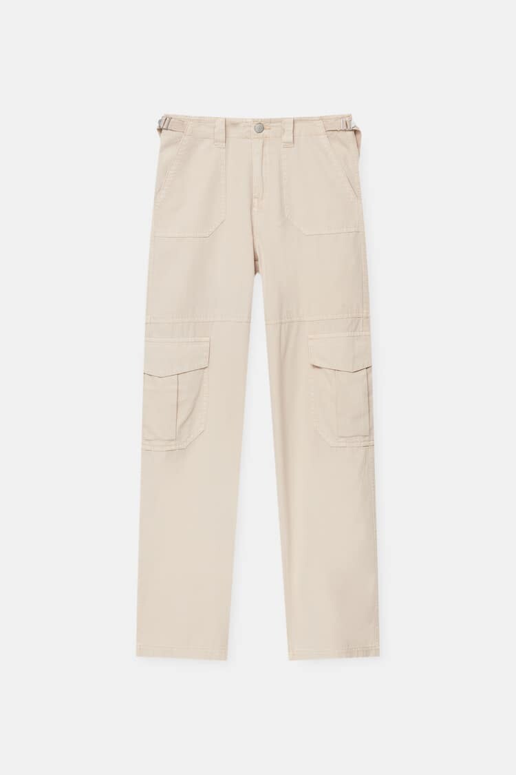 

Брюки Pull&Bear Adjustable Waist Cargo, бледно-розовый