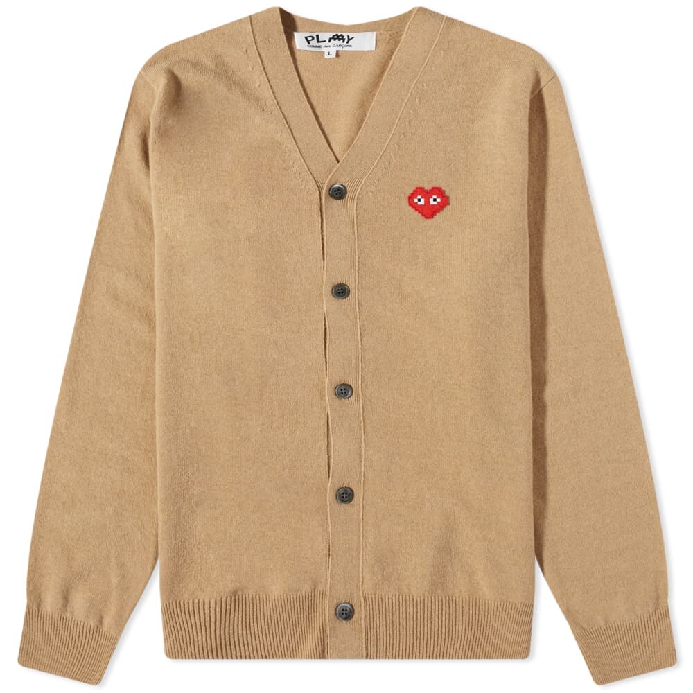 

Джемпер Comme des Garçons Play Invader Heart V-Neck Cardigan, Коричневый, Джемпер Comme des Garçons Play Invader Heart V-Neck Cardigan
