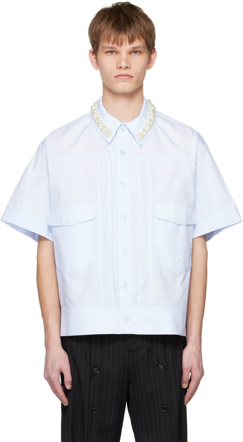 

Синяя рубашка с украшением Simone Rocha
