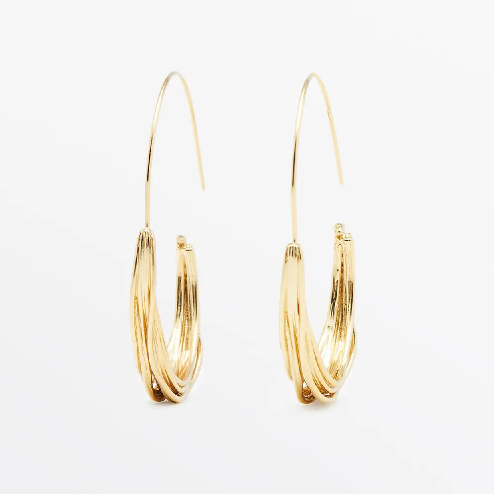 

Серьги-кольца Massimo Dutti Long Textured Wire-design, золотистый
