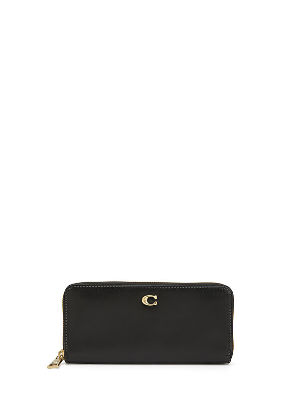 

Женский кожаный кошелек с черным логотипом Coach