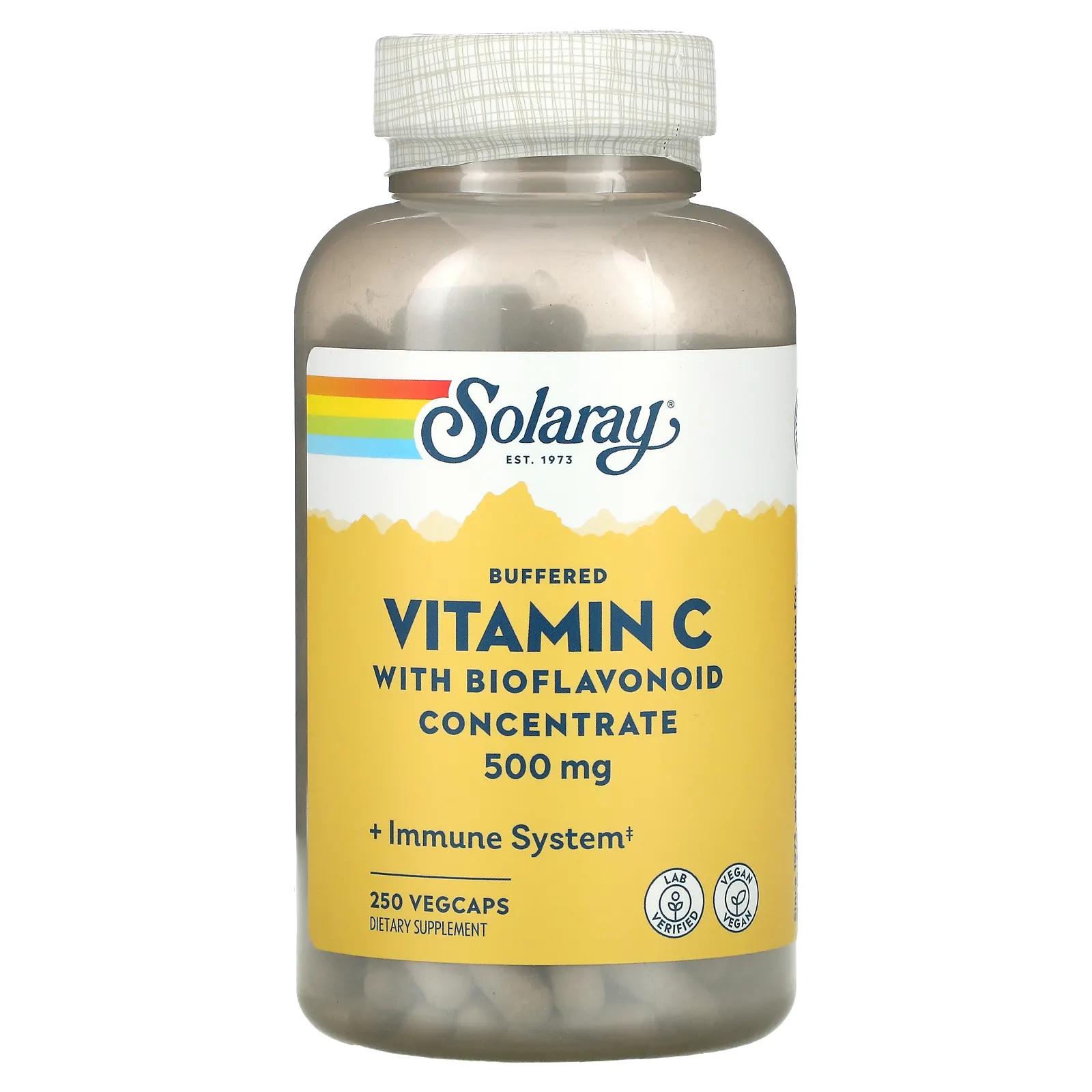 витамин c с концентратом биофлавоноидов solaray 500 мг 250 капсул Solaray Витамин C с концентратом биофлавоноидов 500 мг 250 капсул с оболочкой из ингредиентов растительного происхождения