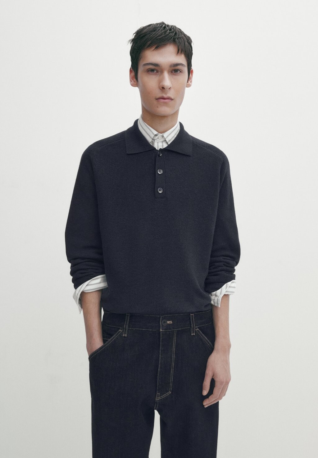 

Поло Massimo Dutti, крапчатый темно-синий