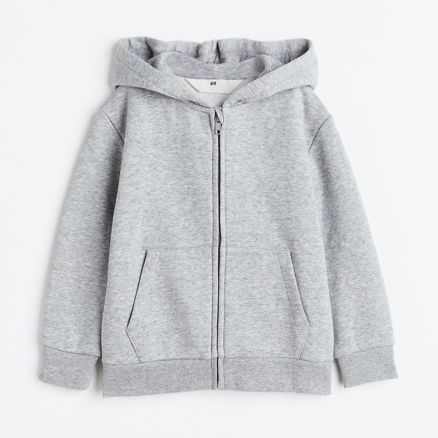 

Толстовка с капюшоном на молнии H&M Basics, светло-серый меланж