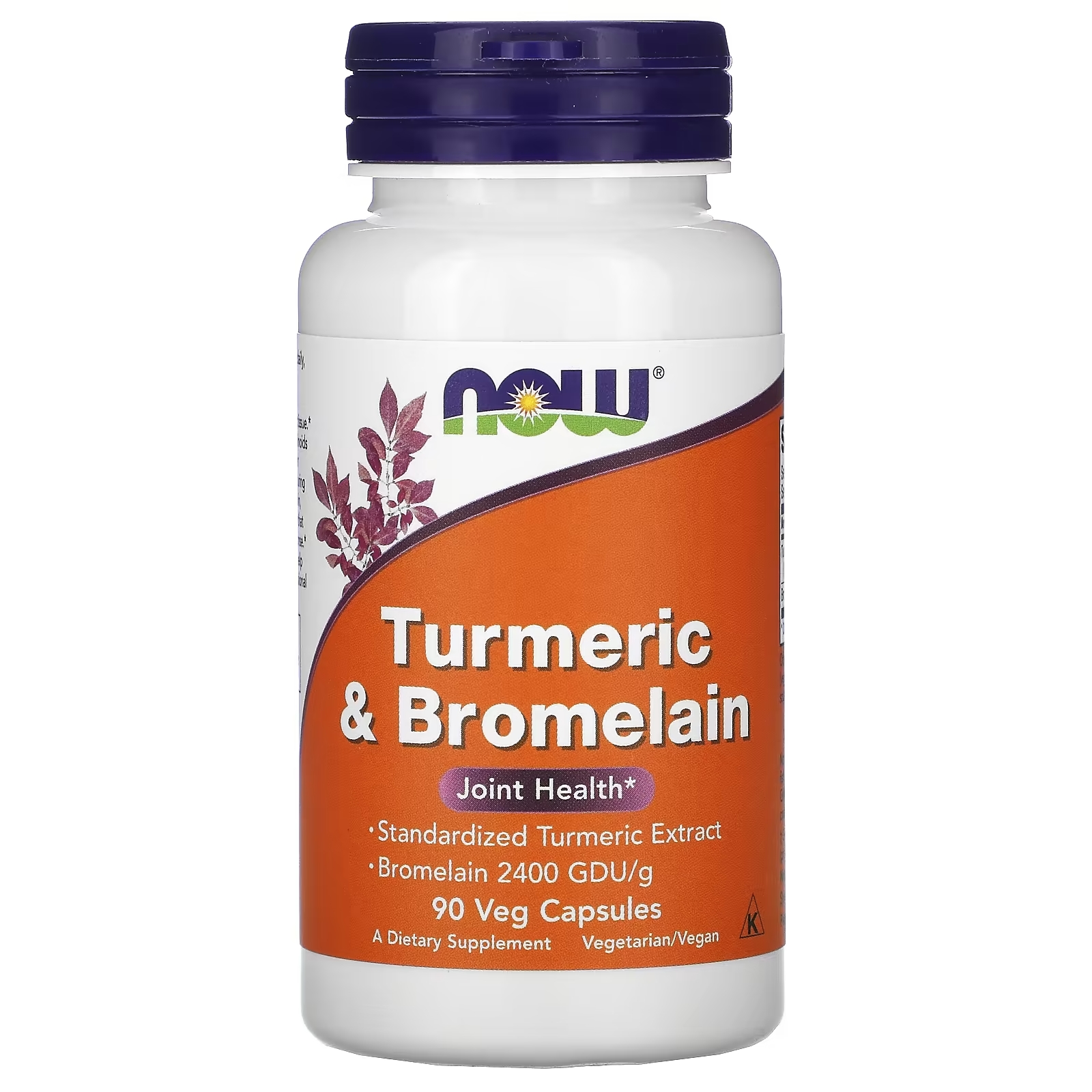 Куркума и Бромелаин NOW Foods, 90 растительных капсул natural factors куркума и бромелаин 450 мг 90 капсул
