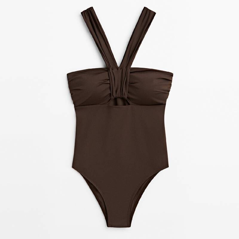 

Купальник Massimo Dutti Cut-Out Bandeau, темно-коричневый