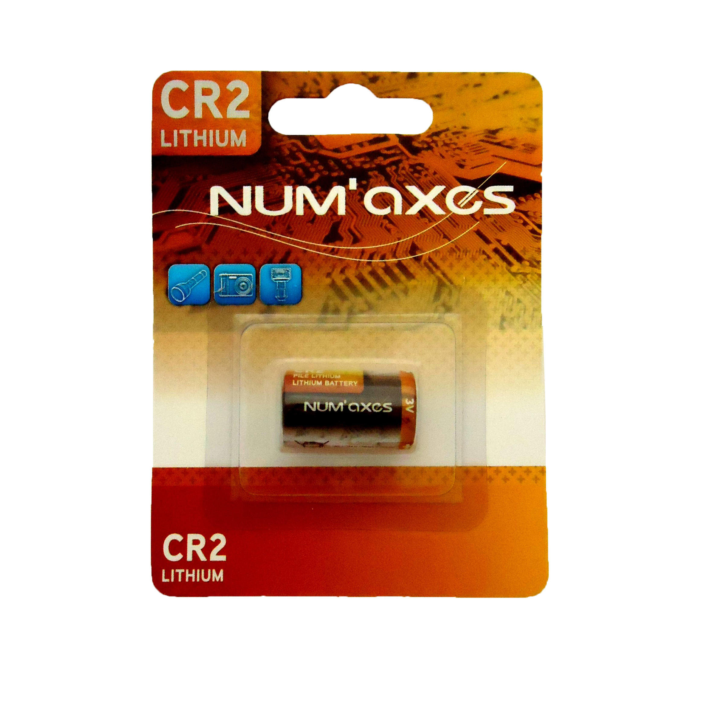 Литиевая батарейка Num'axes 3V CR2, оранжевый батарейка литиевая energizer lithium cr1620 3v упаковка e300844002