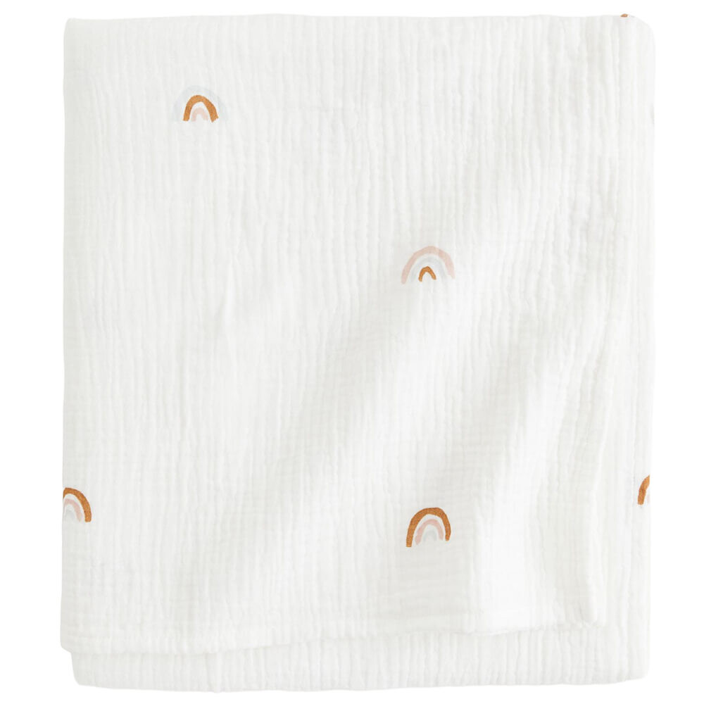 Детское одеяло H&M Home Rainbows Printed Muslin, белый