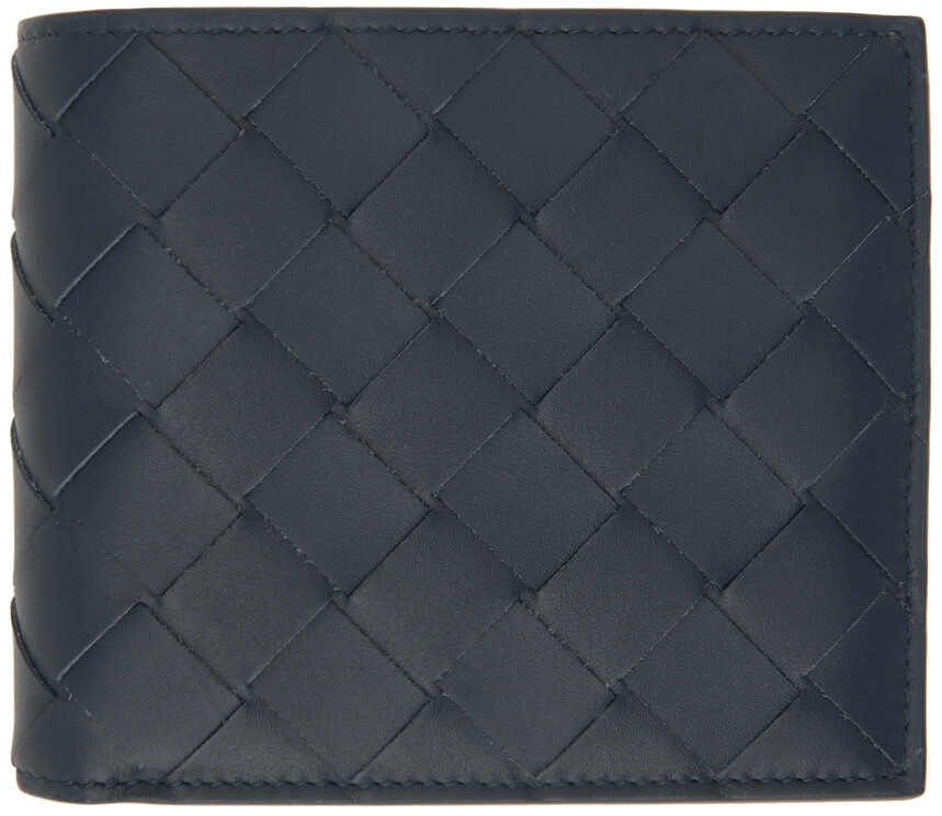 

Темно-синий кожаный бумажник в два сложения Bottega Veneta