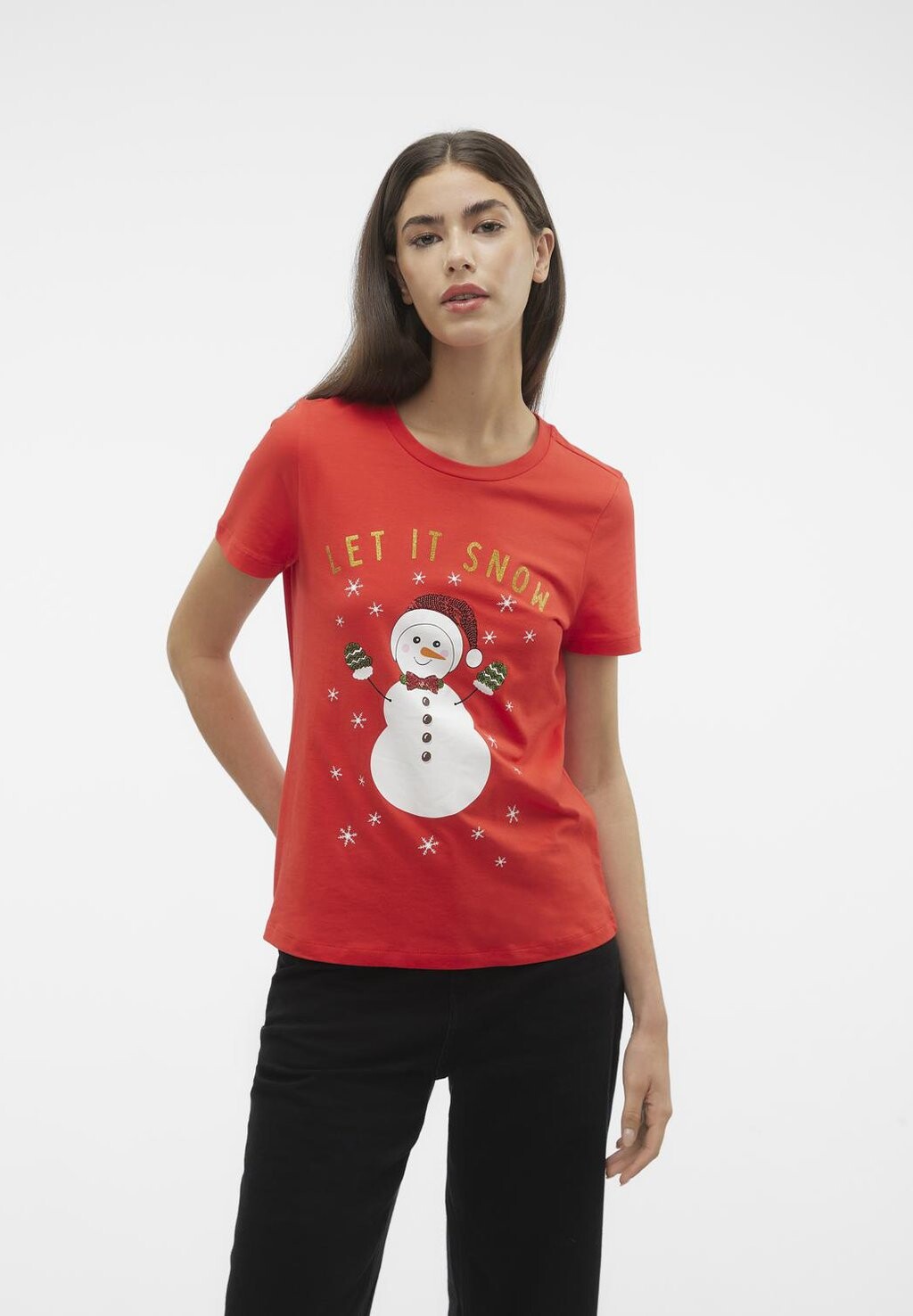 

Футболка с принтом Vmfrancis Xmas Vero Moda, цвет high risk red