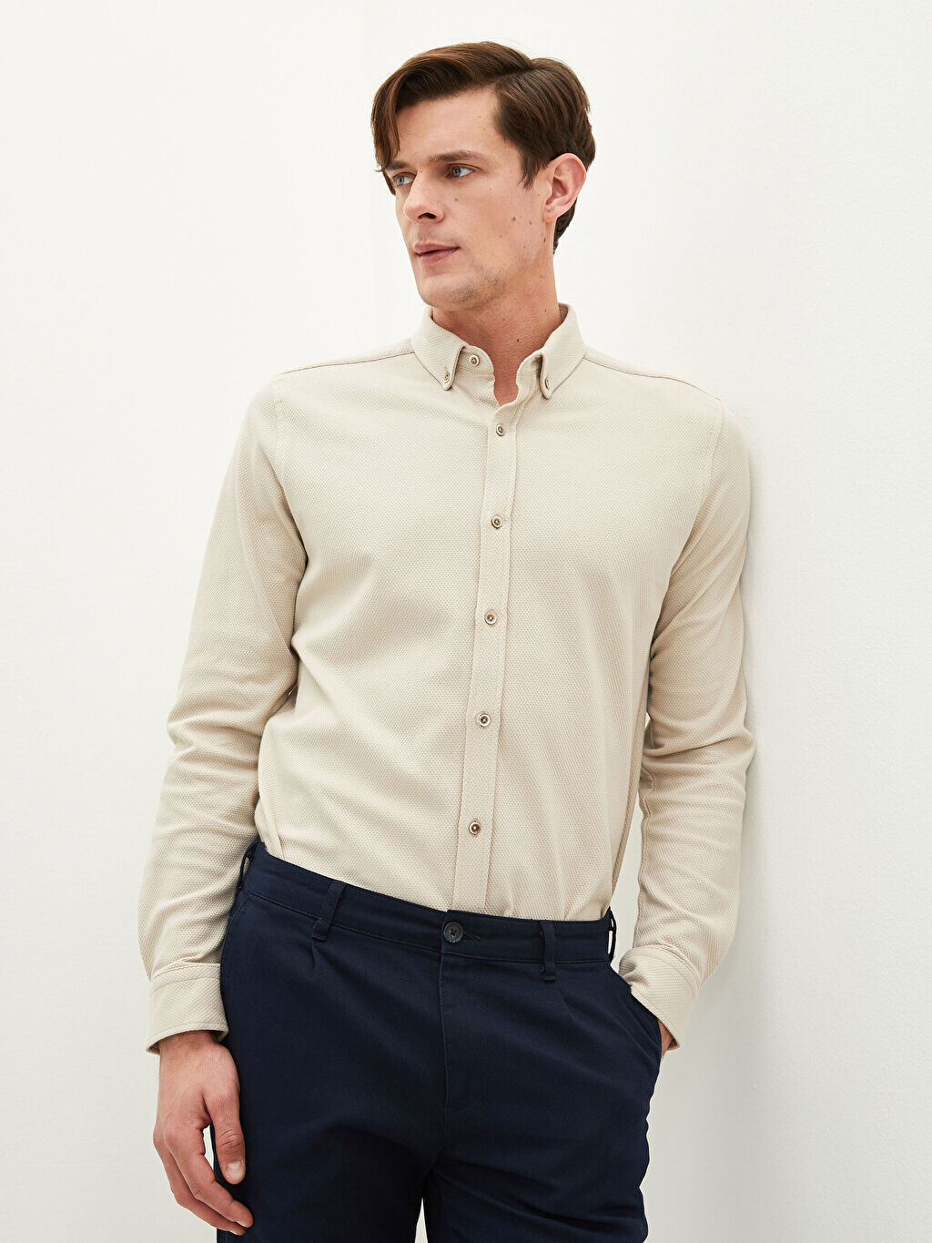 

Мужская рубашка Slim Fit с длинным рукавом LCW Vision