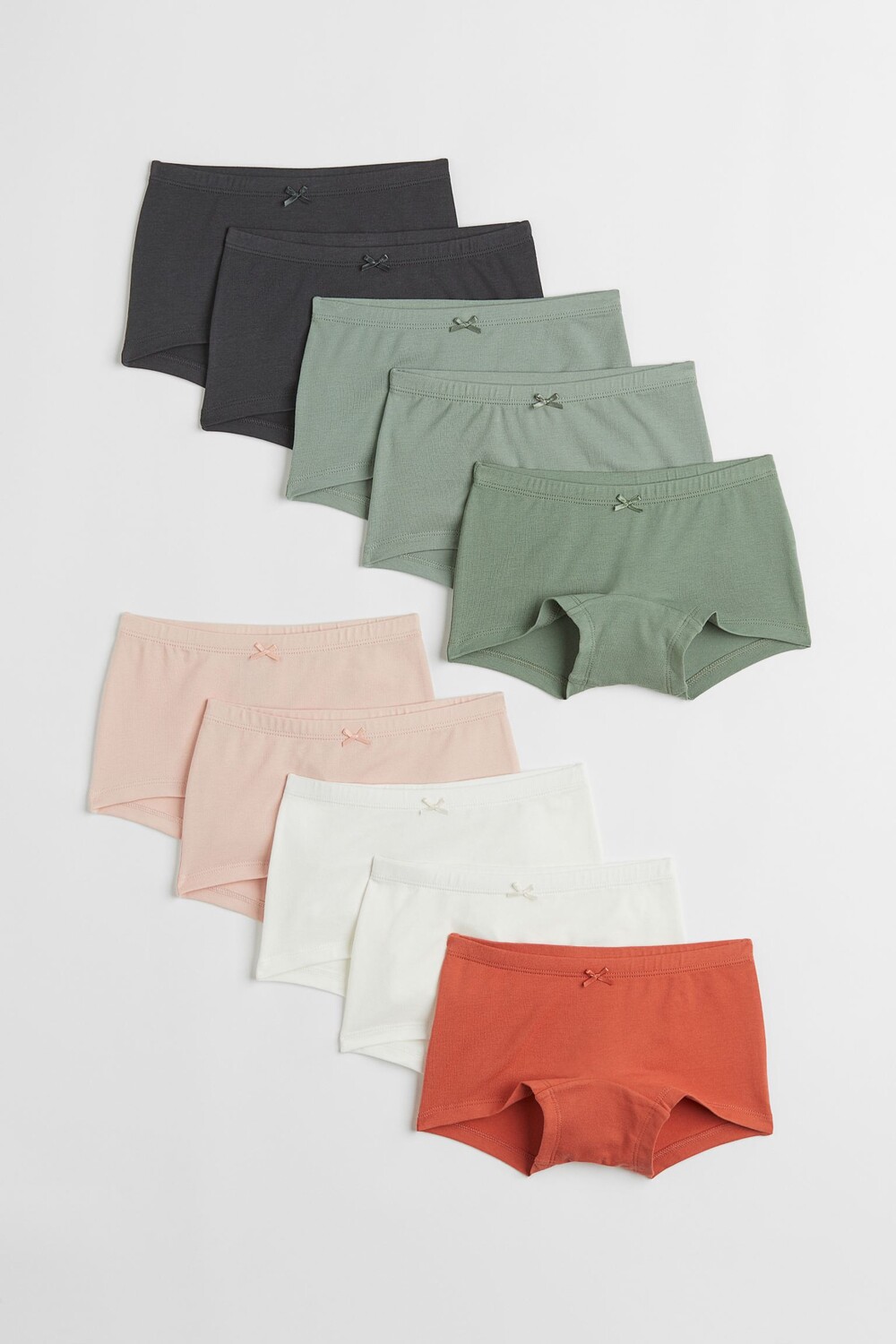 

10 пар хлопковых боксеров H&M, зеленый хаки/кирпично-красный