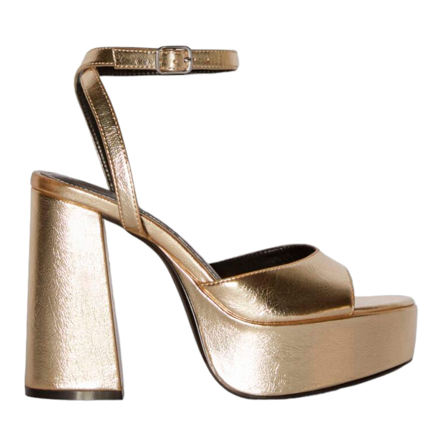 

Сандалии Bershka Metallic Heeled Platform, золотой