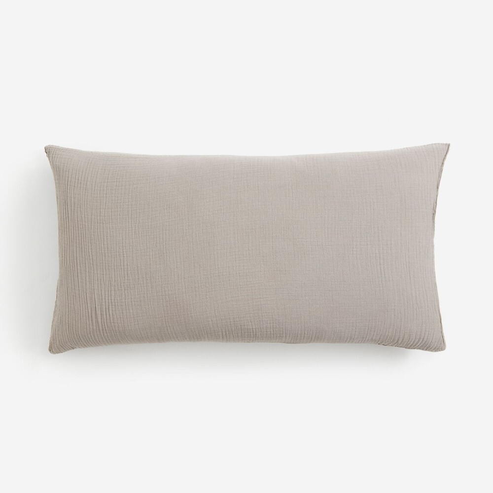 

Наволочка H&M Home Cotton Muslin, серо-бежевый