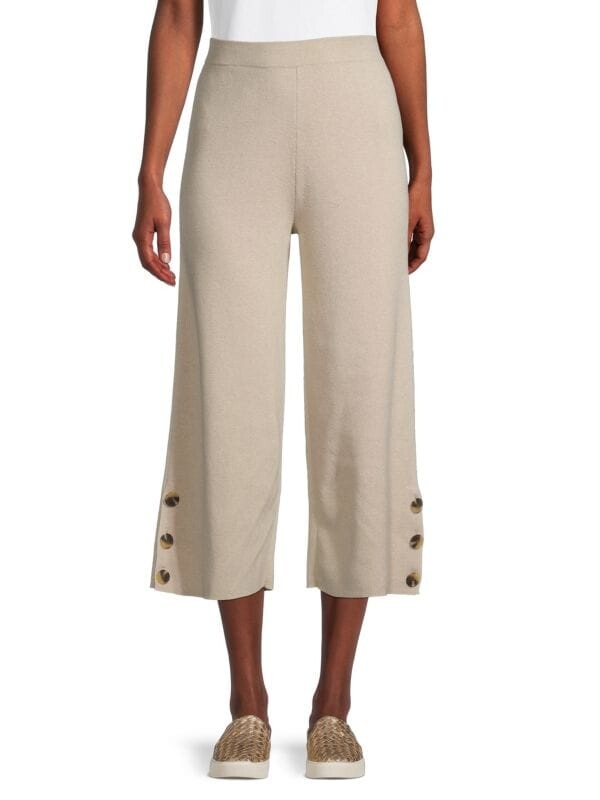 

Укороченные широкие брюки Saks Fifth Avenue Linen beige