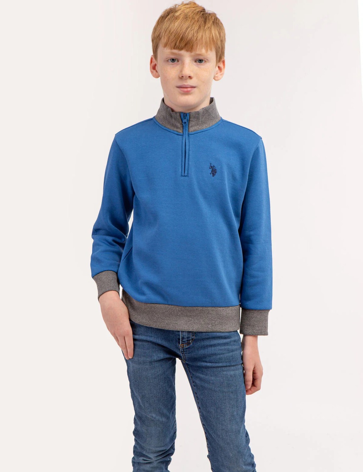 

Свитшот U.S. Polo Assn. Boys Quarter Zip Fleece, синий