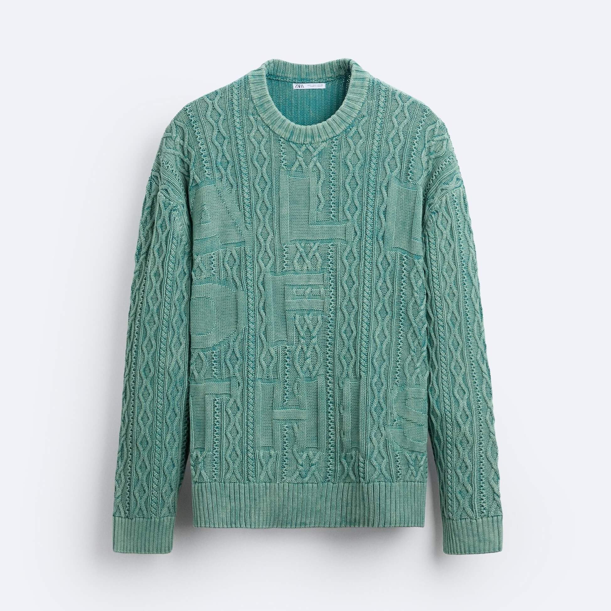 Джемпер Zara Faded-effect Textured, зеленый шорты zara faded textured небесно голубой