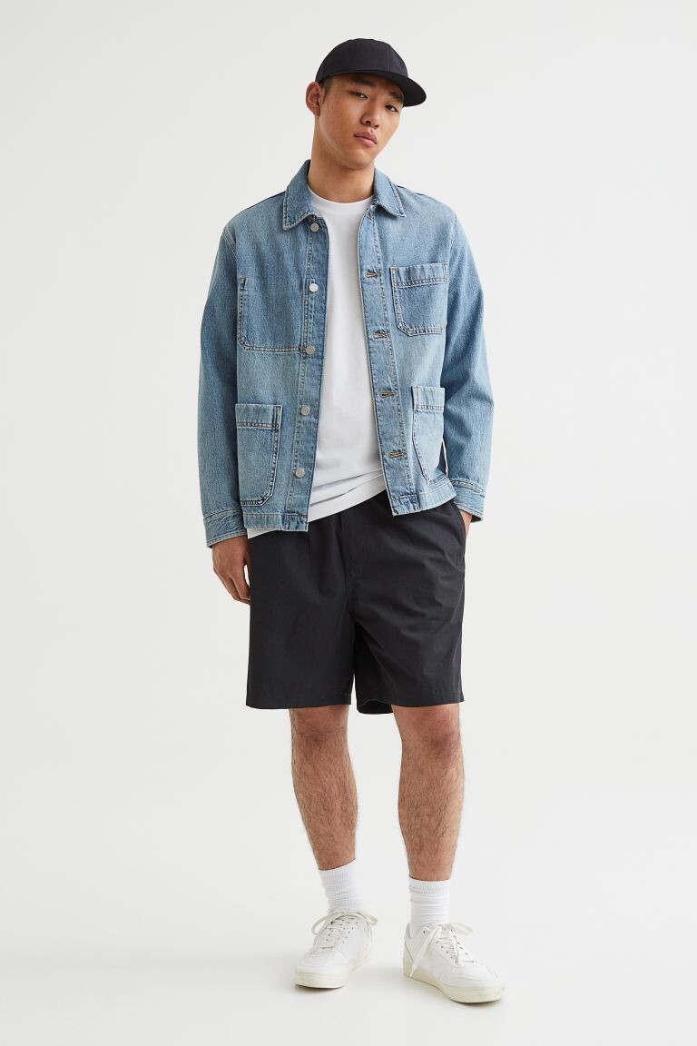 

Хлопковые шорты свободного кроя H&M, черный