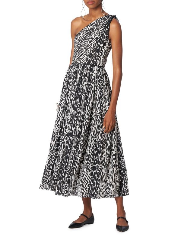 

Платье Шелковое Carolina Herrera с животным принтом, ivory / black