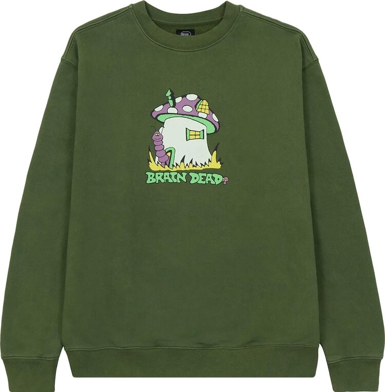 

Толстовка Brain Dead Mushroom House Crewneck 'Olive', зеленый