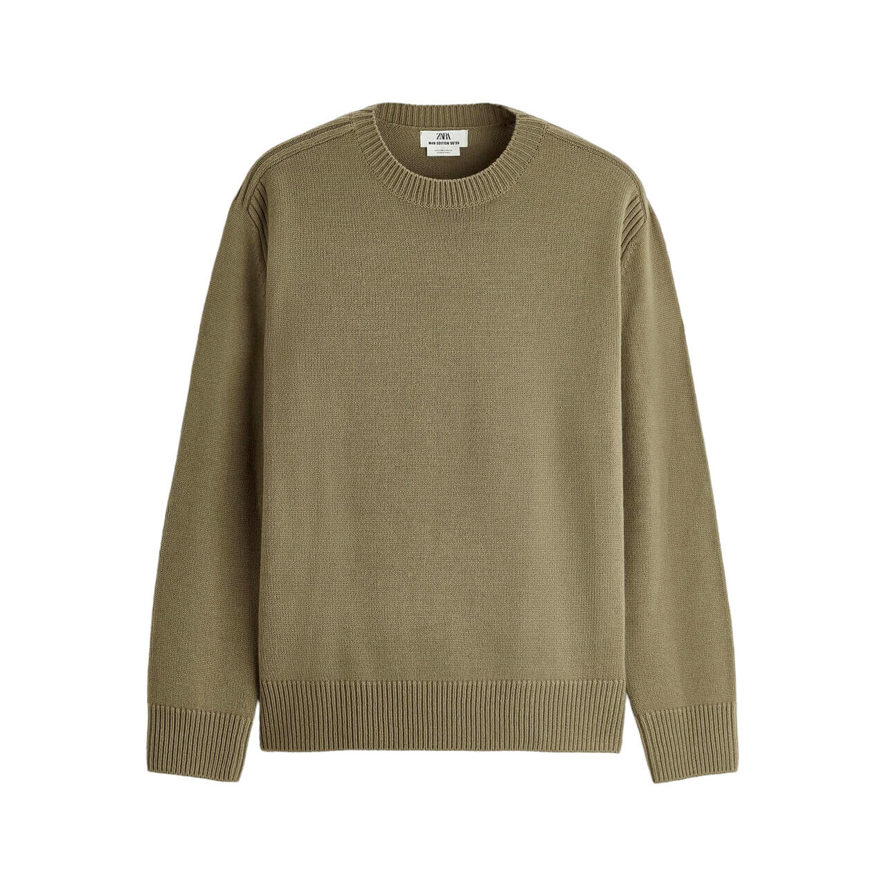 

Свитер Zara Contrast Ribbed, хаки